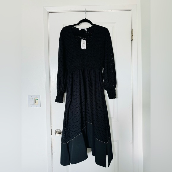 NWT - Proenza Schouler White Label Reversible Eyelet Black Long-Sleeve Dress (M) - Picture 5 of 8